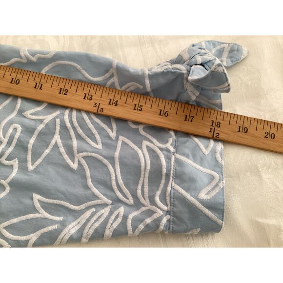 J Jill Embroidered Tie-Sleeve Top 3X lightweight blue - Picture 8 of 8